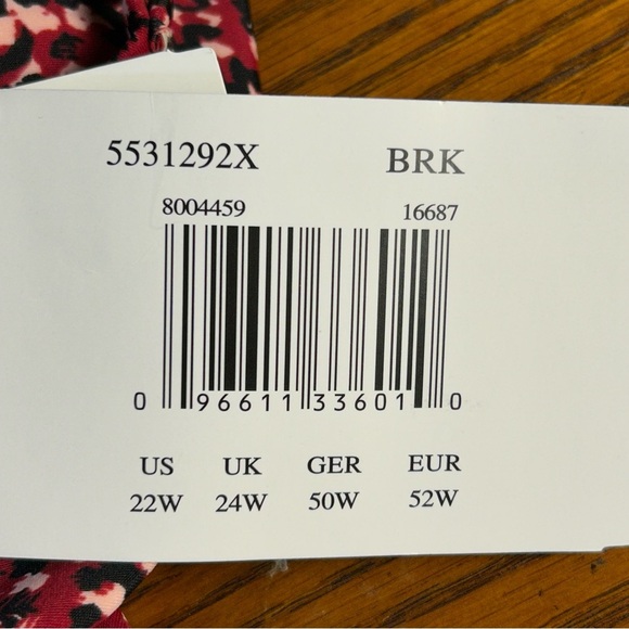 NEW Penbrooke Plus Sz 22W Swimsuit Split Dress One Piece Red Black Tummy Control - Picture 7 of 13